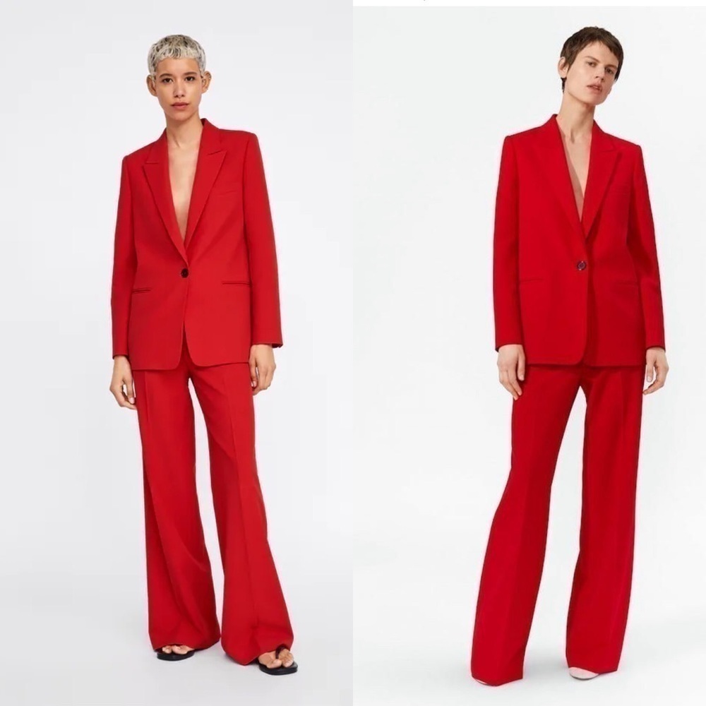 Zara Red Buttoned Power Blazer Small NWOT